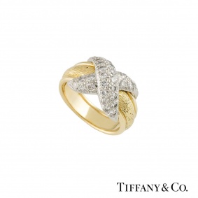 Tiffany & Co. Yellow Gold and Platinum Diamond Schlumberger Ring